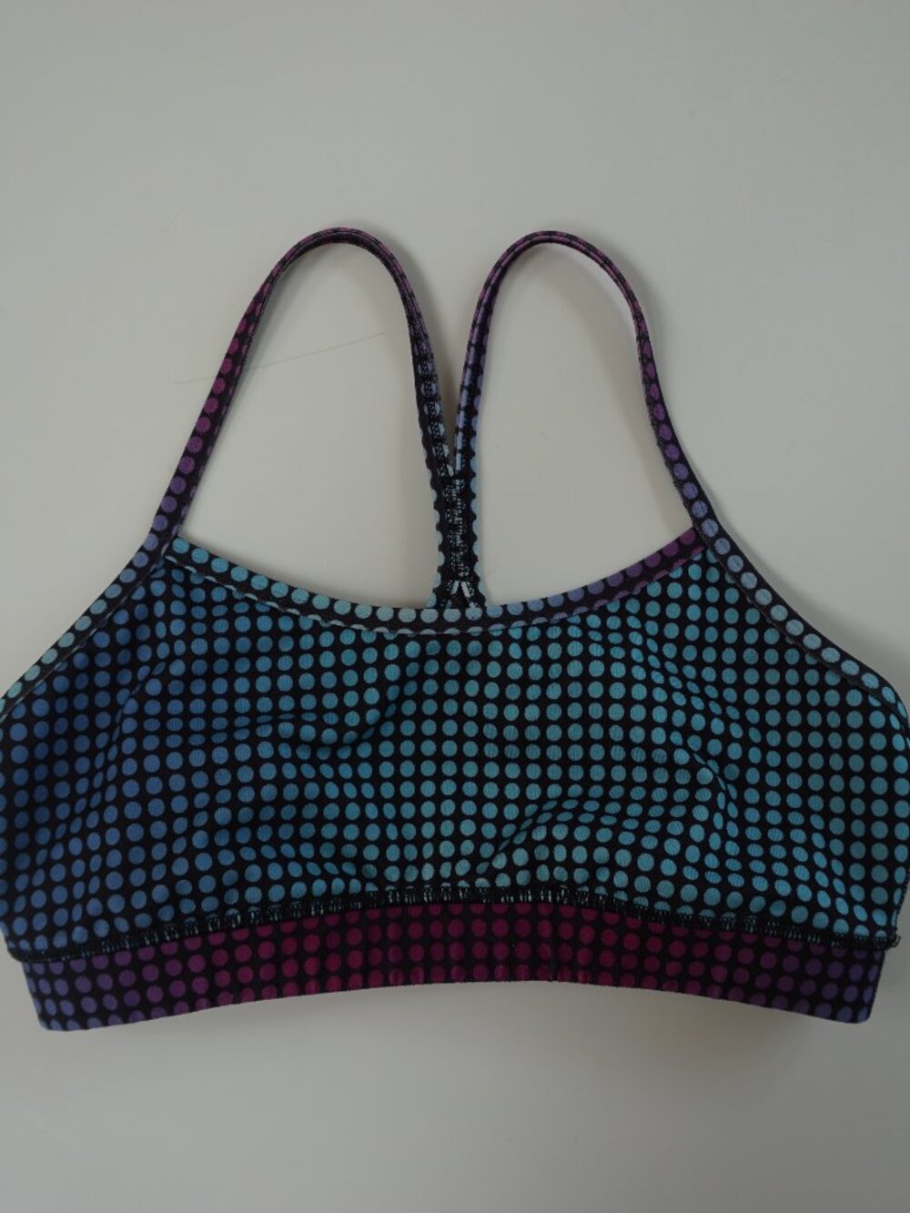 Vintage Y2K Lululemon Blue Purple Ombre Polka Dot Racerback Sportsbra 8